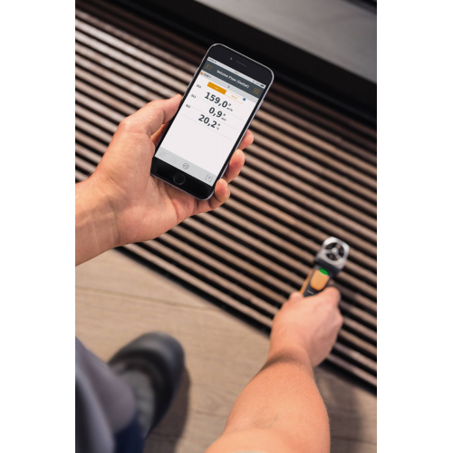 Testo 410i - Vrtuľkový anemometer ovládaný inteligentným Meranie rýchlosti prúdenia a objemového prietoku